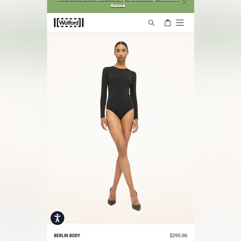 NWOT Wolford Berlin Black Cotton Blend Bodysuit S $295